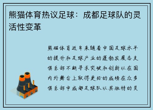 熊猫体育热议足球：成都足球队的灵活性变革